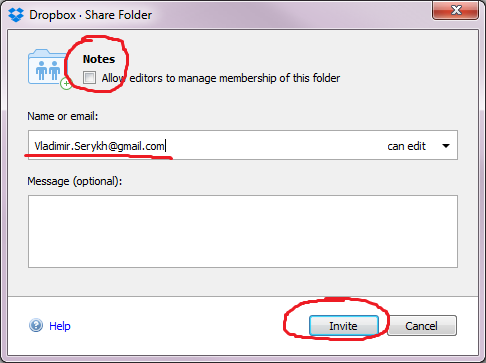 Dropbox · Share folder